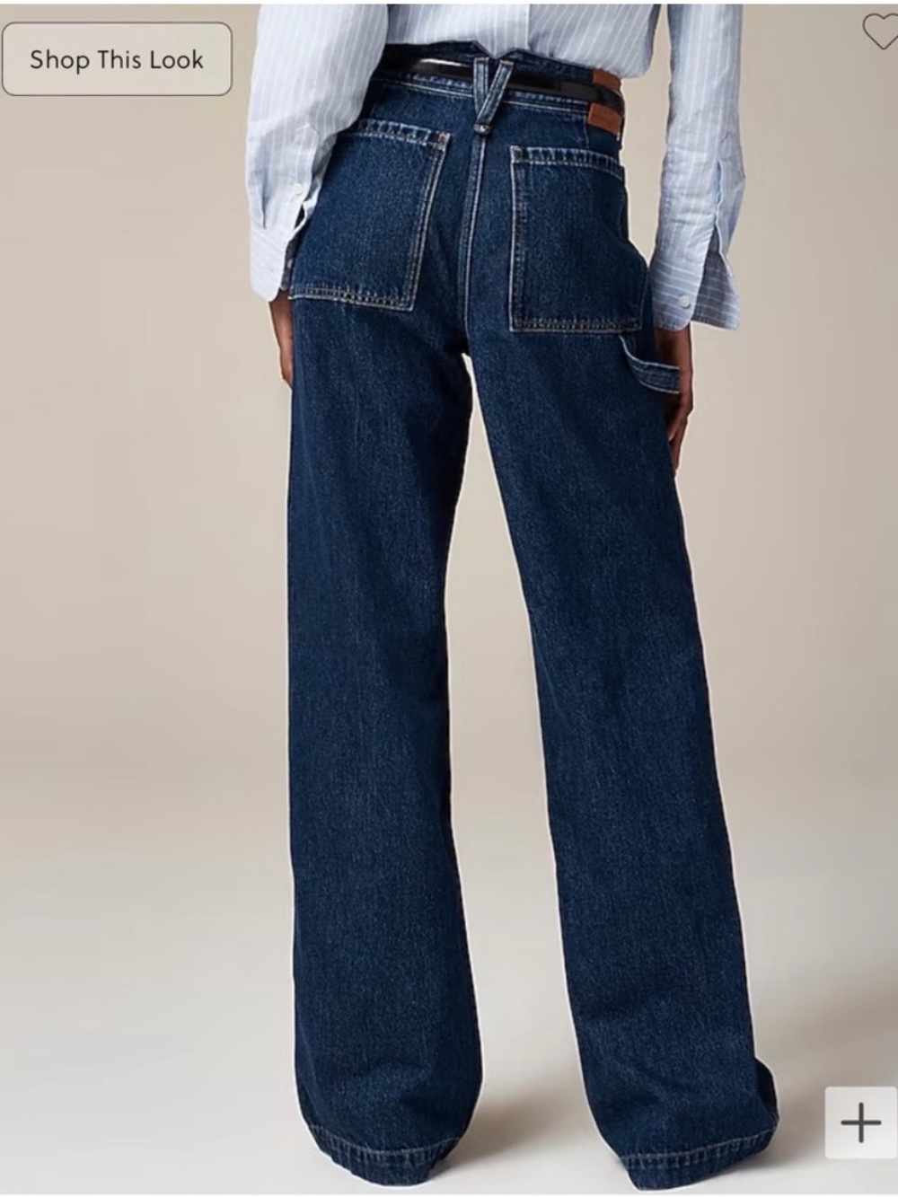 Wide-Leg Dark Blue Denim Jeans - Casual Flare - Picture 3 of 7